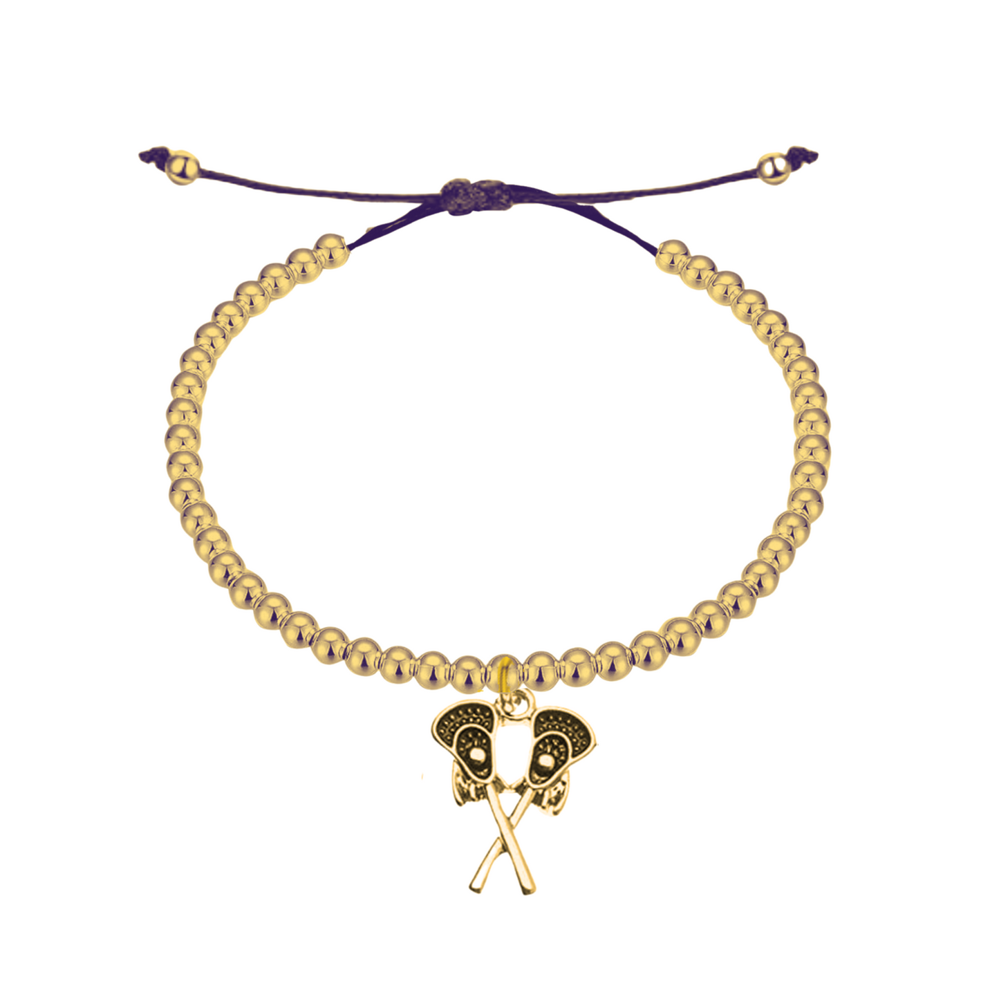 Lacrosse Double Stick Adjustable Beaded Charm Bracelet