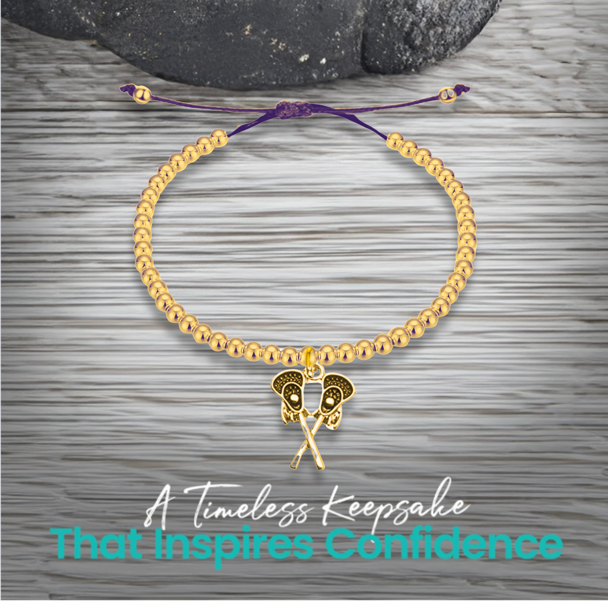 Lacrosse Double Stick Adjustable Beaded Charm Bracelet