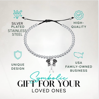 Lacrosse Double Stick Adjustable Beaded Charm Bracelet