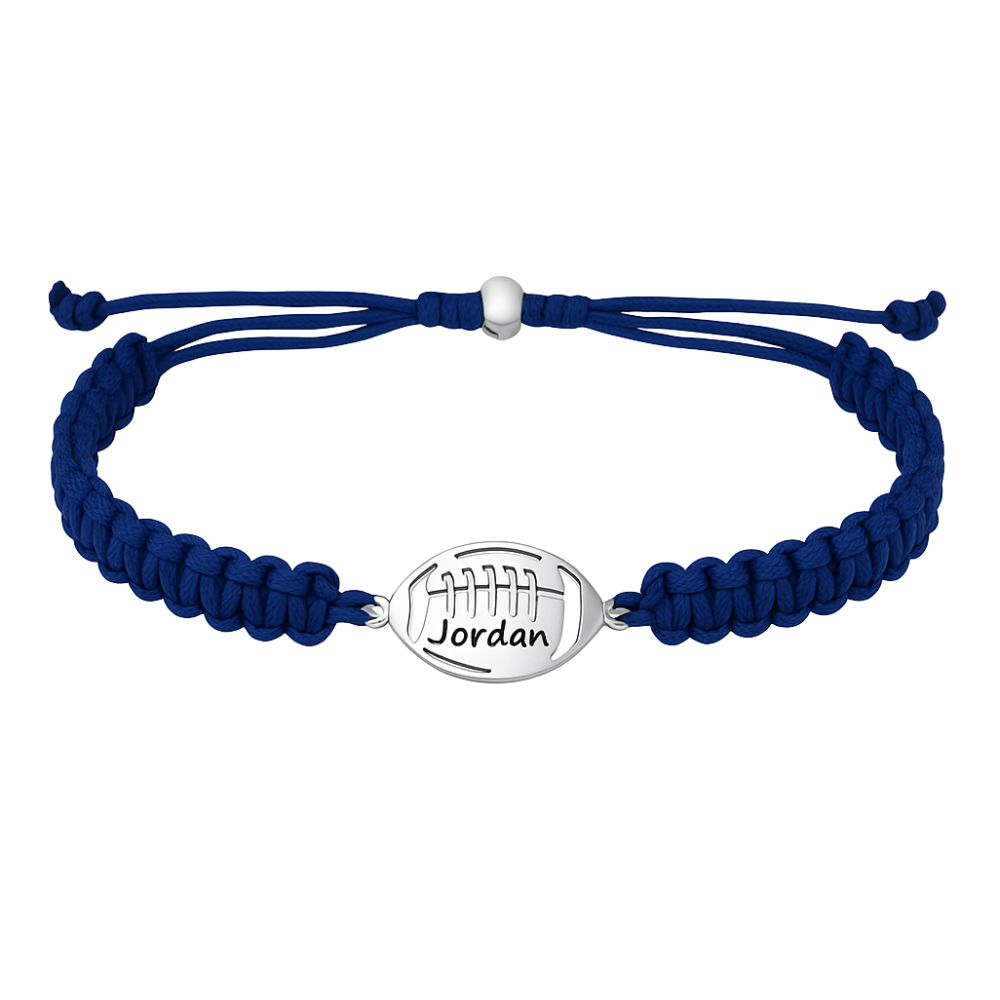 Personalized Engraved Football Rope Bracelet - Pick Color