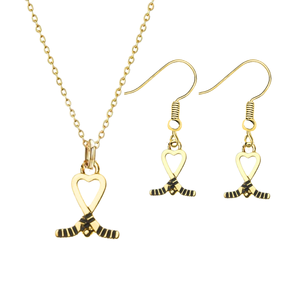 Ice Hockey Heart Stick Earrings