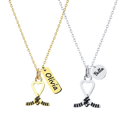 Personalized Engraved Ice Hockey Necklace - Pick Charm