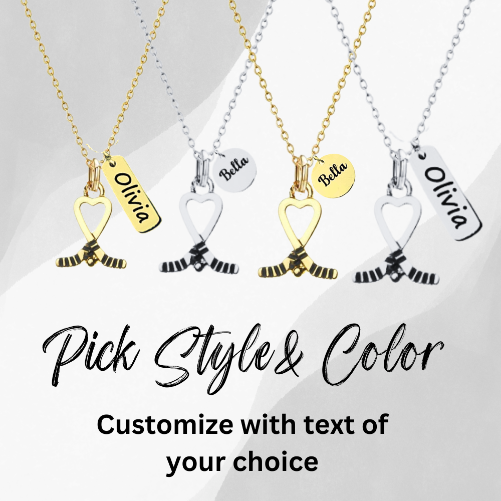 Personalized Engraved Ice Hockey Necklace - Pick Charm