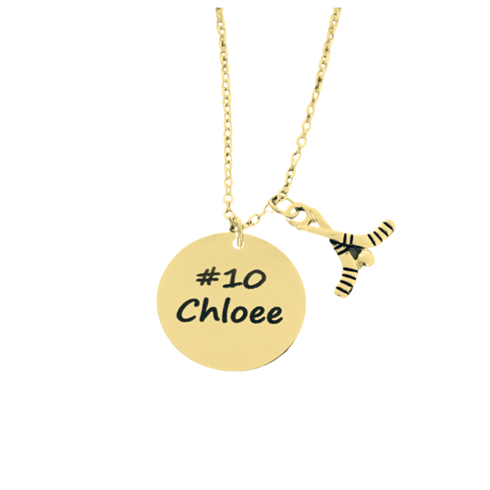 Personalized Engraved Ice Hockey Necklace - Pick Shape