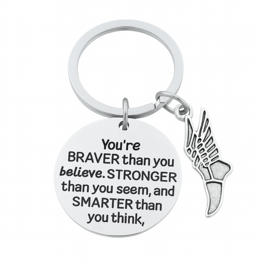 Track and Field You’re Braver than you Believe Inspirational Keychain