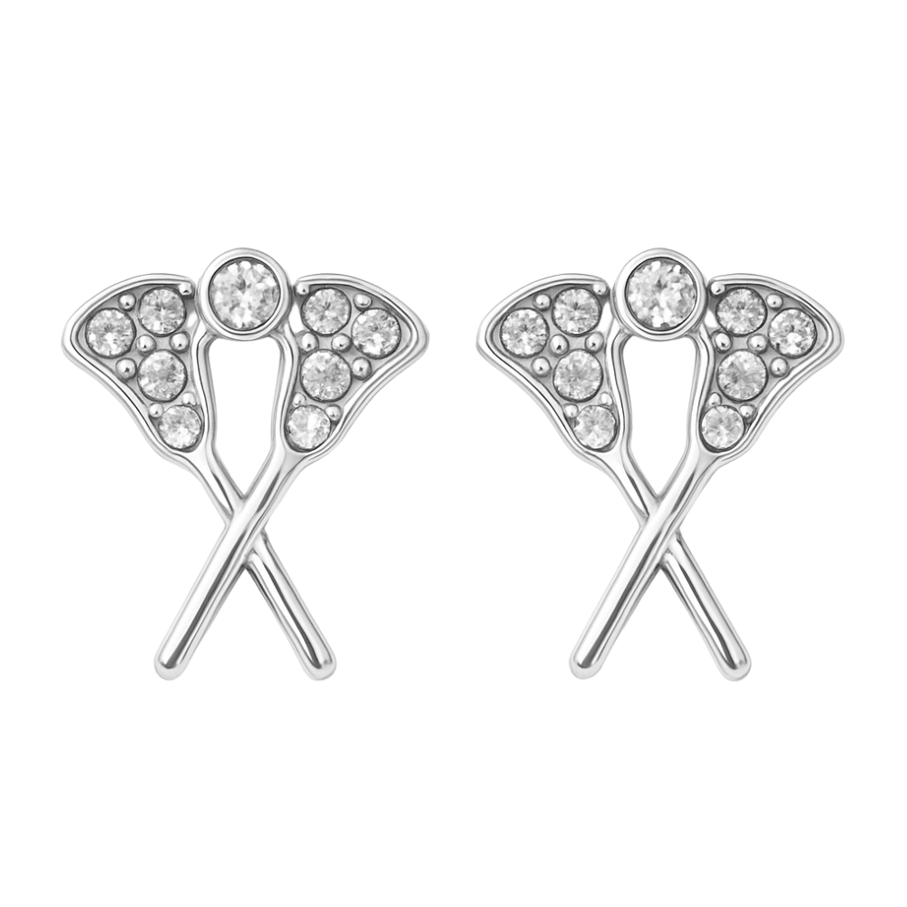 Girls Lacrosse Cz Stick Stud Earrings