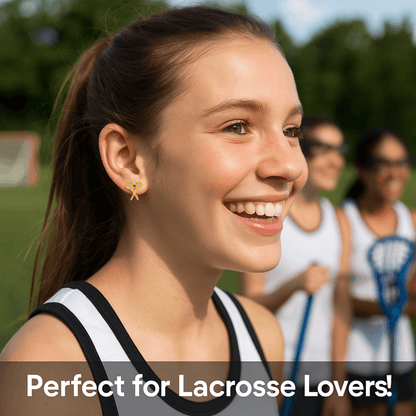 Girls Lacrosse Cz Stick Stud Earrings