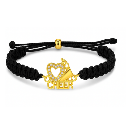 Love Cheer Heart Adjustable Rope Bracelet- Pick Color