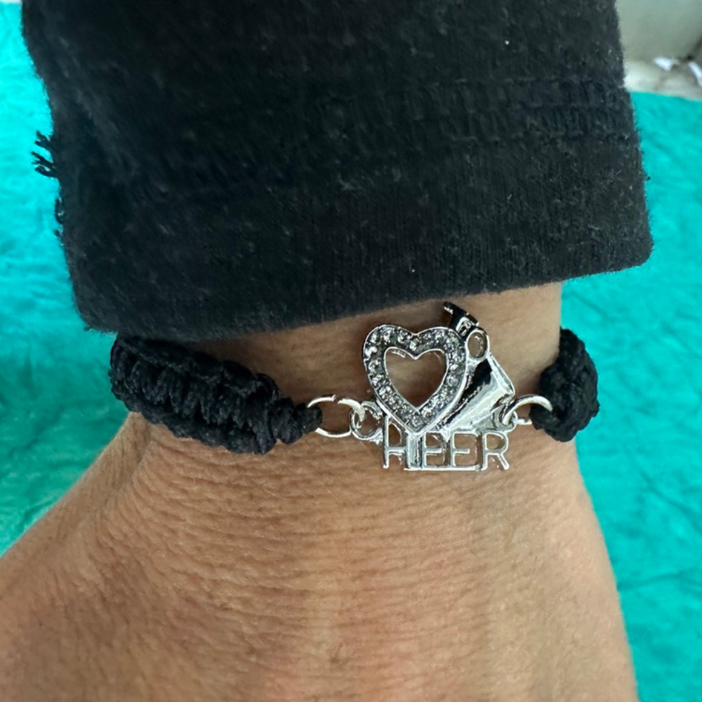 Love Cheer Heart Adjustable Rope Bracelet- Pick Color