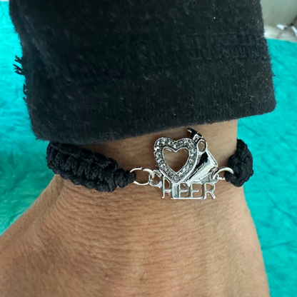 Love Cheer Heart Adjustable Rope Bracelet- Pick Color