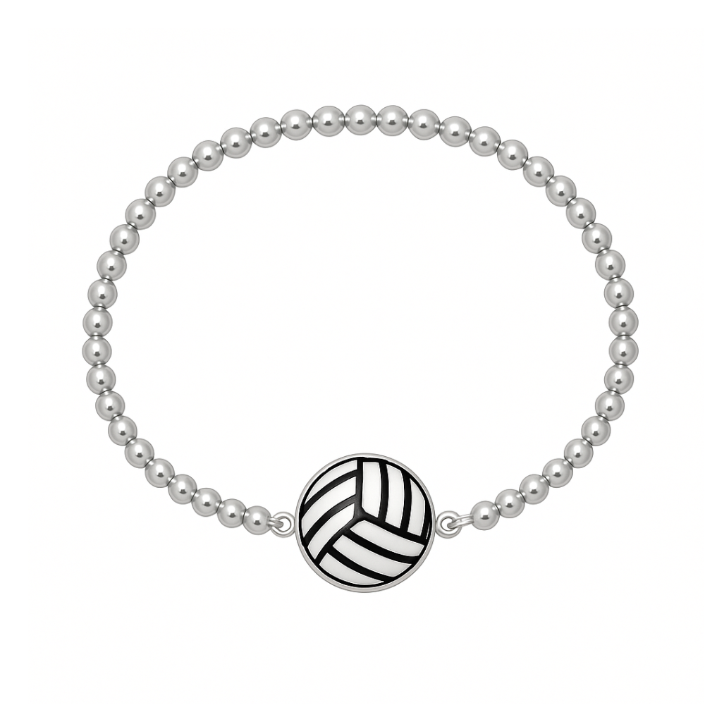 Volleyball Silver Beaded Bracelet