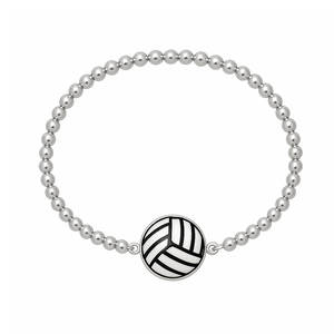 Volleyball Silver Beaded Bracelet