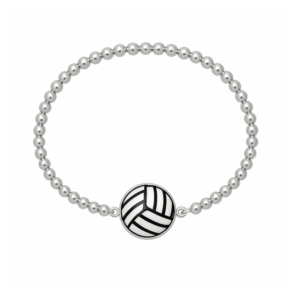 Volleyball Silver Beaded Bracelet