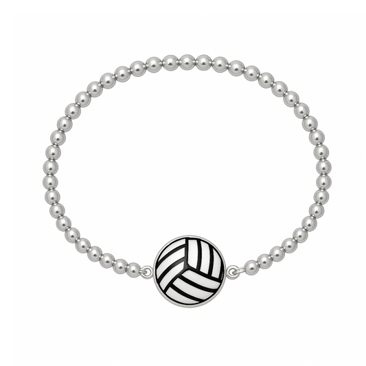 Volleyball Silver Beaded Bracelet