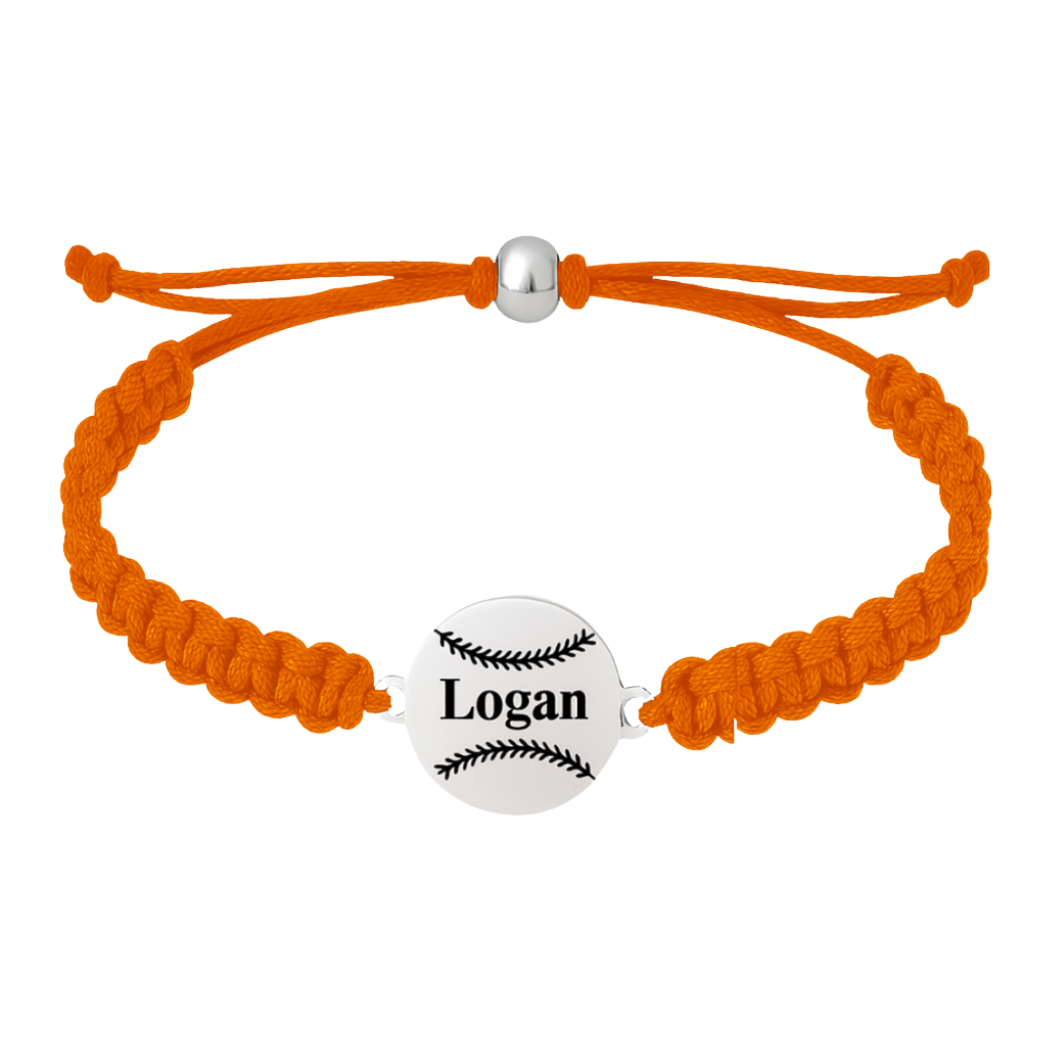 Personalized Baseball Stainless Steel Rope Bracelet - Pick Color