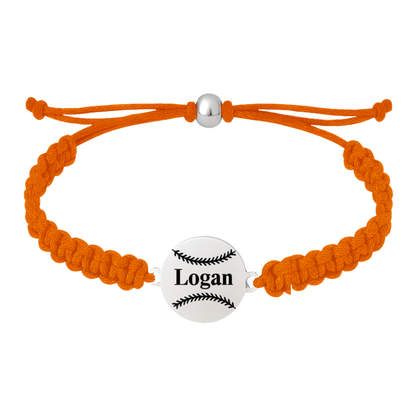 Personalized Baseball Stainless Steel Rope Bracelet - Pick Color