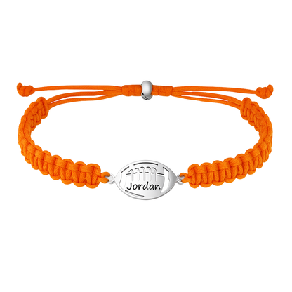 Personalized Engraved Football Rope Bracelet - Pick Color