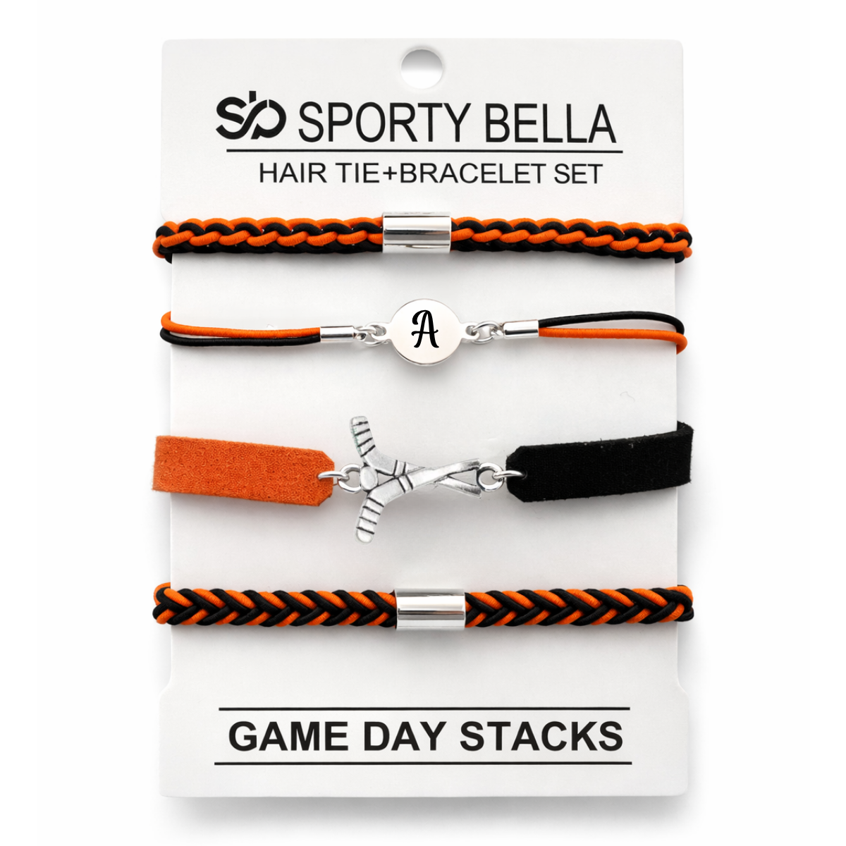 Personalized Ice Hockey Hair Tie Bracelet Sets