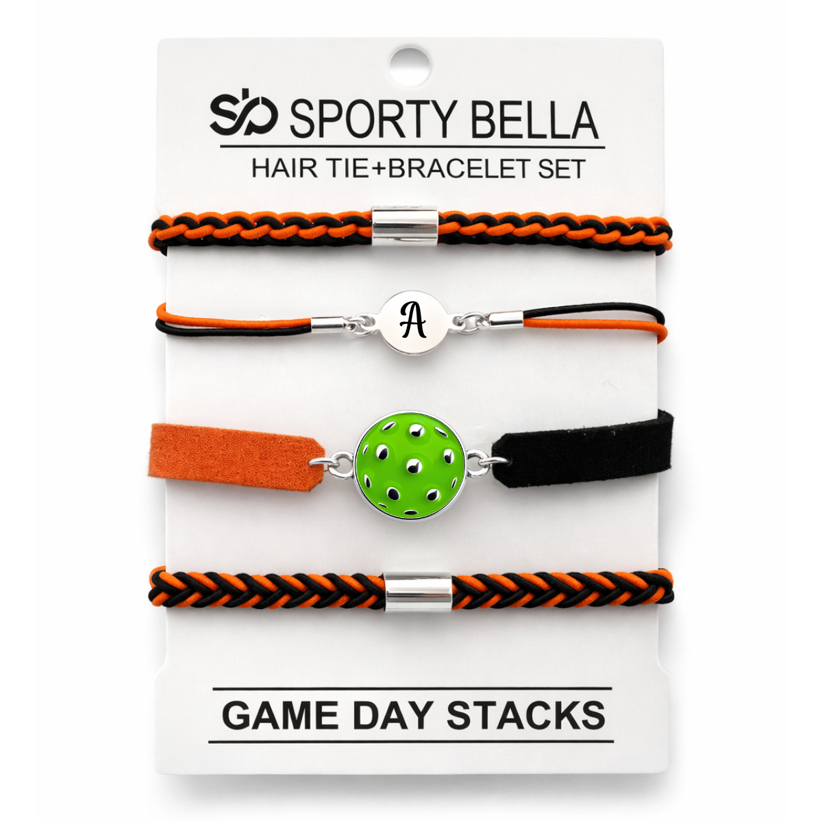 Personalized Pickleball Hair Tie Bracelet Sets