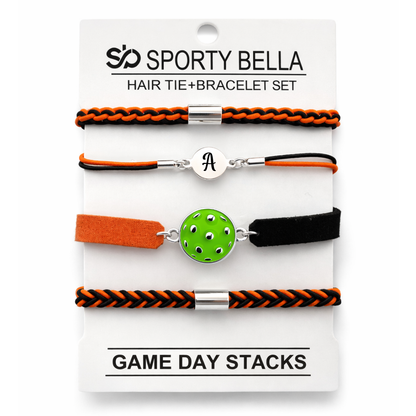 Personalized Pickleball Hair Tie Bracelet Sets