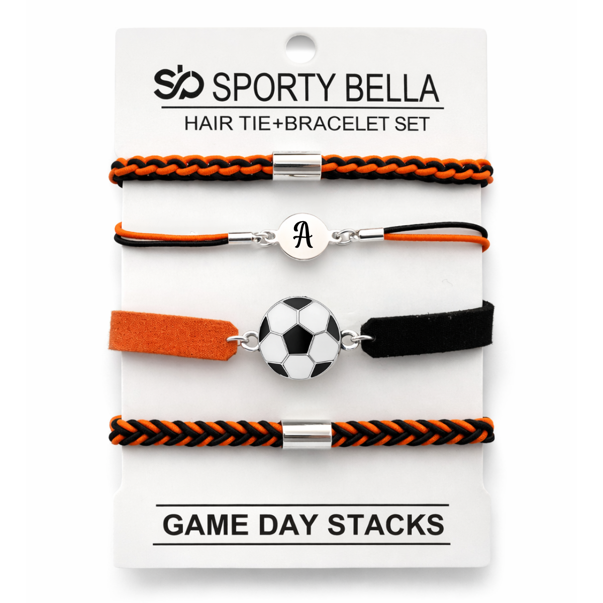 Personalized Soccer Hair Tie Bracelet Sets