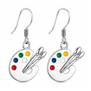 Paint Colorful Palette Dangle Charm Earrings