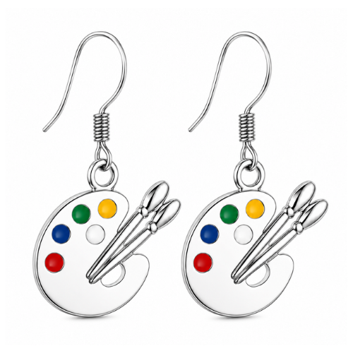 Paint Colorful Palette Dangle Charm Earrings