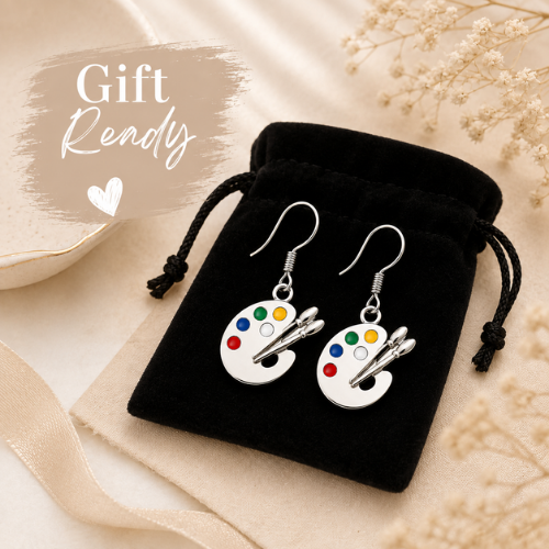 Paint Colorful Palette Dangle Charm Earrings