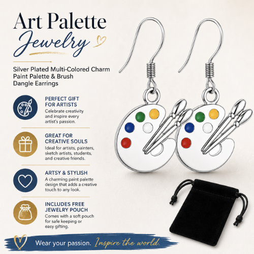 Paint Colorful Palette Dangle Charm Earrings