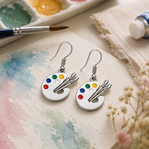 Paint Colorful Palette Dangle Charm Earrings