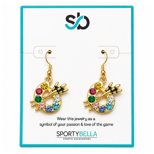 Paint Palette Gold Dangle Charm Earrings