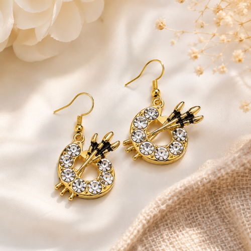 Paint Palette Gold Dangle Charm Earrings
