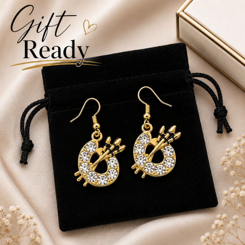 Paint Palette Gold Dangle Charm Earrings