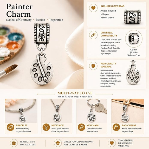 Paint Silver Charm Bead