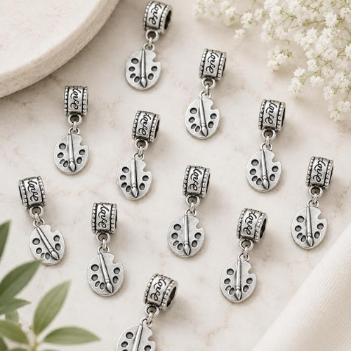 Paint Silver Charm Bead