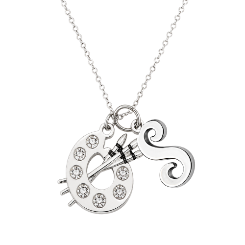 Personalized Artist Paint Palette Necklace with Custom Initial