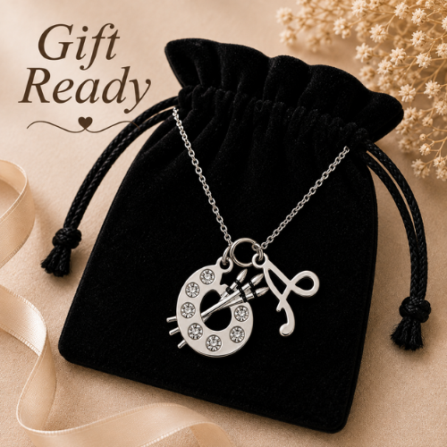 Personalized Artist Paint Palette Necklace with Custom Initial