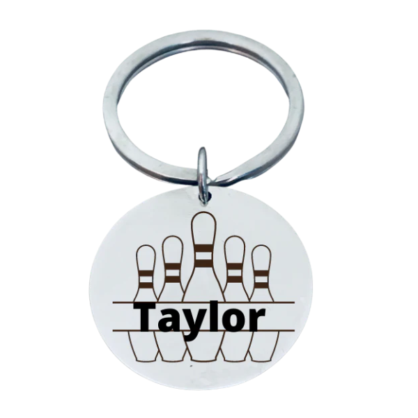 Personalized Engraved Bowling Keychain