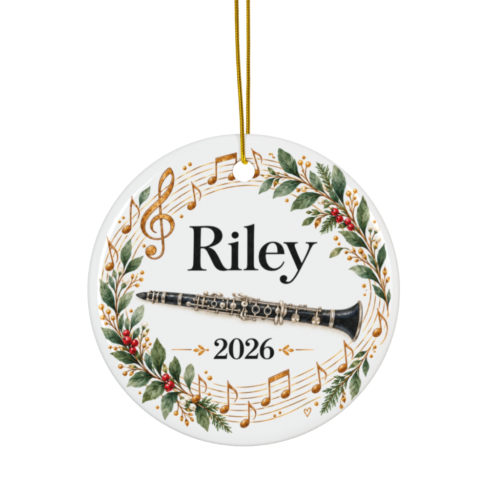 Personalized Clarinet Ornament 2026, Clarinet Player Christmas Ornament, Custom Name Band Gift