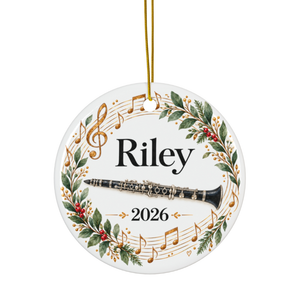 Personalized Clarinet Ornament 2026, Clarinet Player Christmas Ornament, Custom Name Band Gift