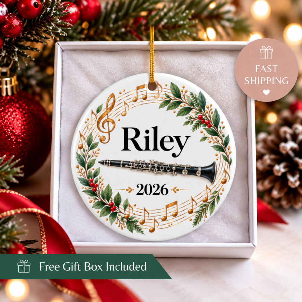 Personalized Clarinet Ornament 2026, Clarinet Player Christmas Ornament, Custom Name Band Gift