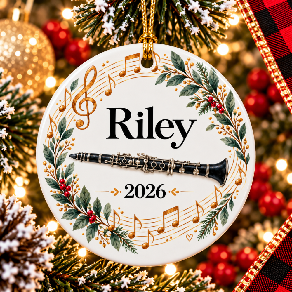 Personalized Clarinet Ornament 2026, Clarinet Player Christmas Ornament, Custom Name Band Gift