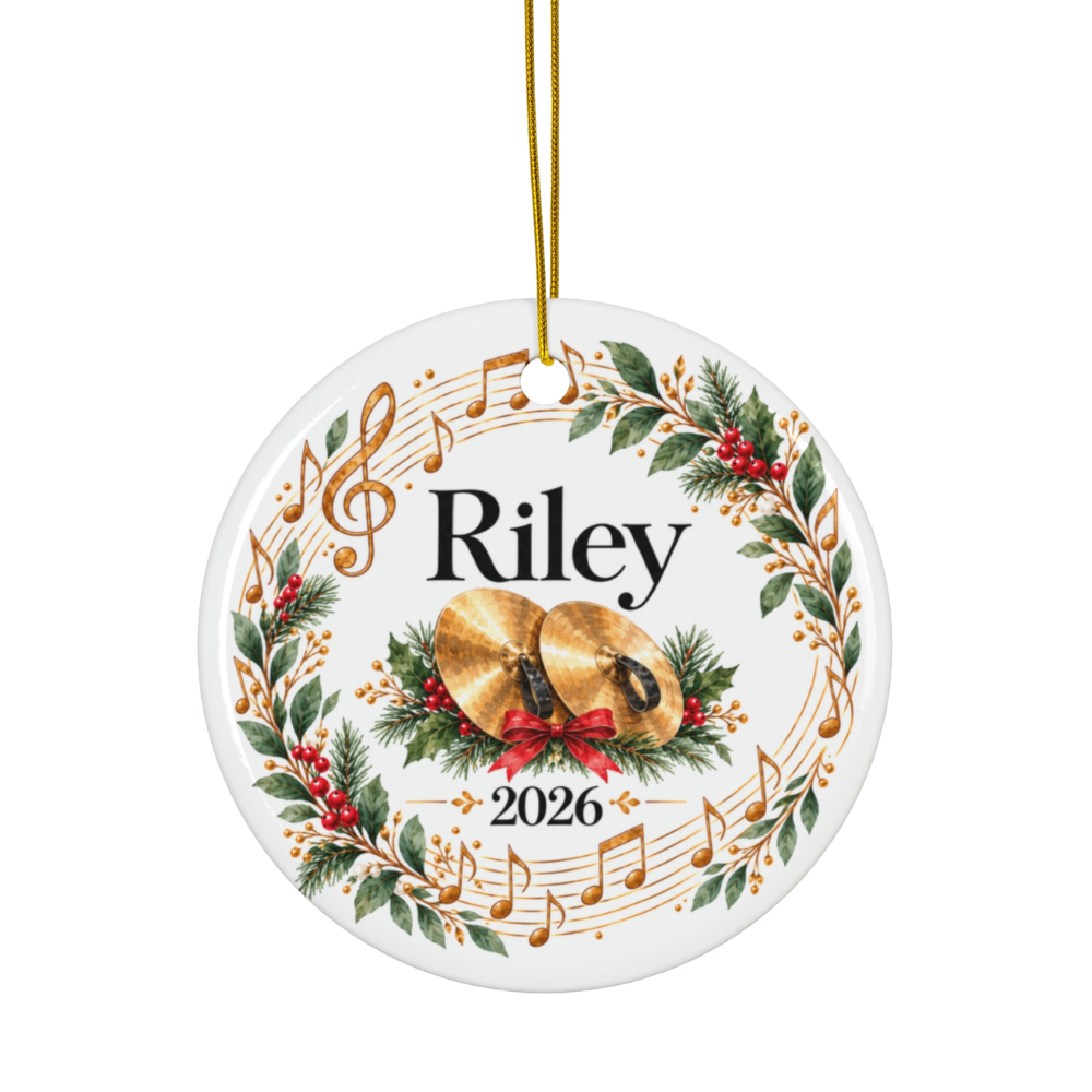 Personalized Cymbals Ornament 2026, Cymbal Player Christmas Ornament, Custom Name Percussion Gift