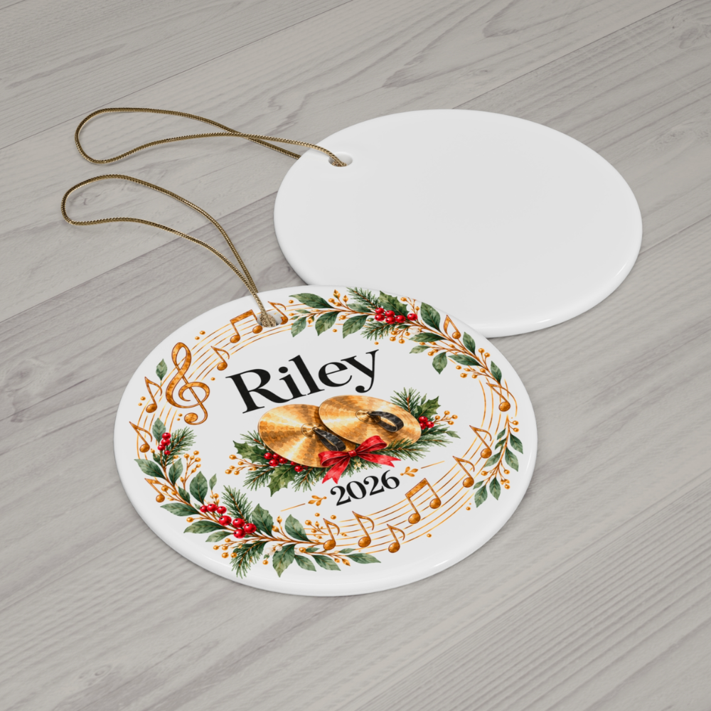 Personalized Cymbals Ornament 2026, Cymbal Player Christmas Ornament, Custom Name Percussion Gift