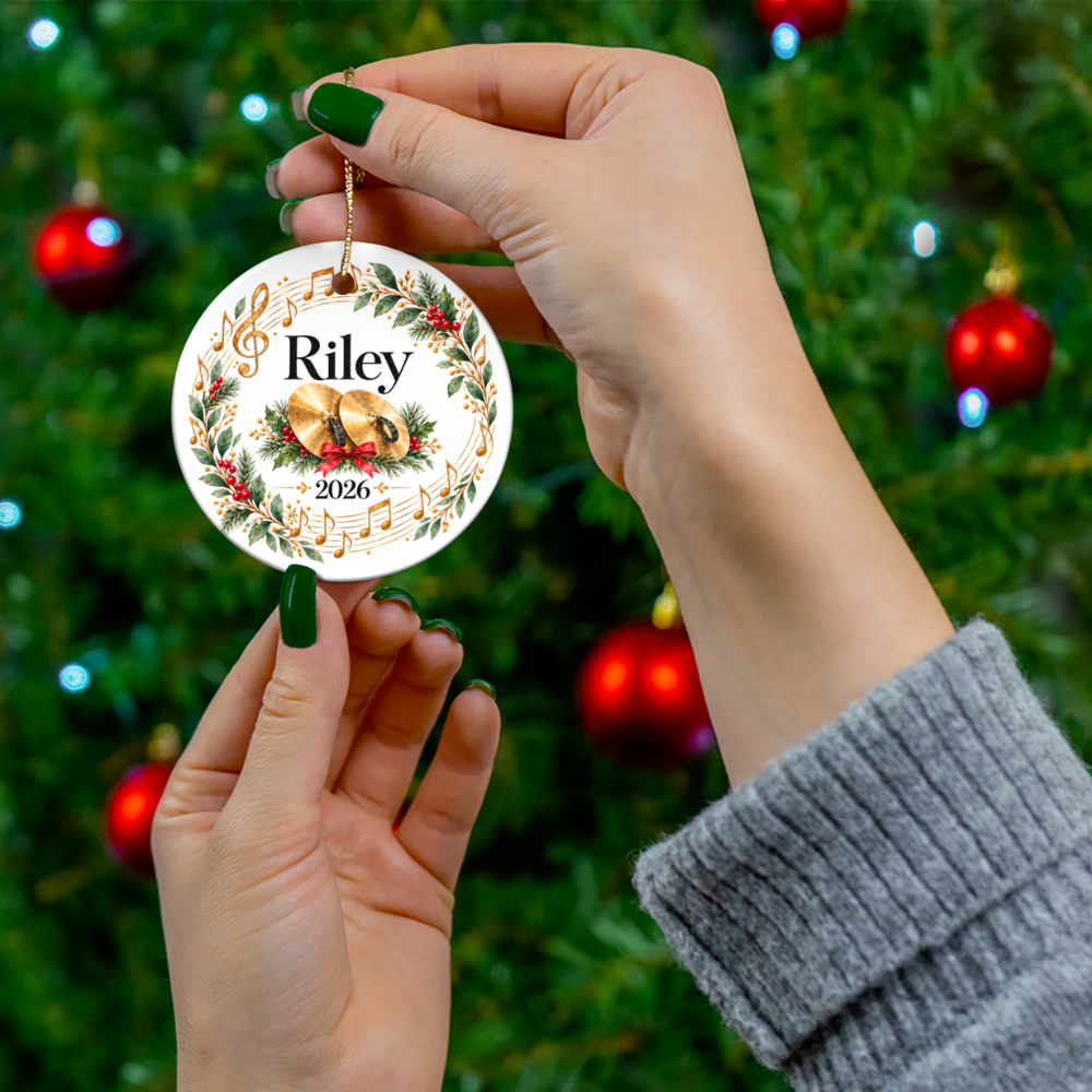 Personalized Cymbals Ornament 2026, Cymbal Player Christmas Ornament, Custom Name Percussion Gift