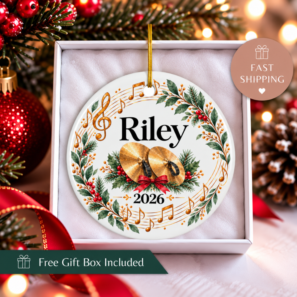 Personalized Cymbals Ornament 2026, Cymbal Player Christmas Ornament, Custom Name Percussion Gift