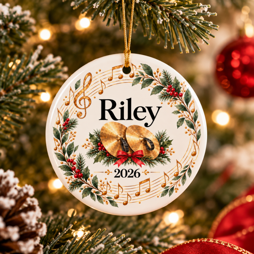 Personalized Cymbals Ornament 2026, Cymbal Player Christmas Ornament, Custom Name Percussion Gift