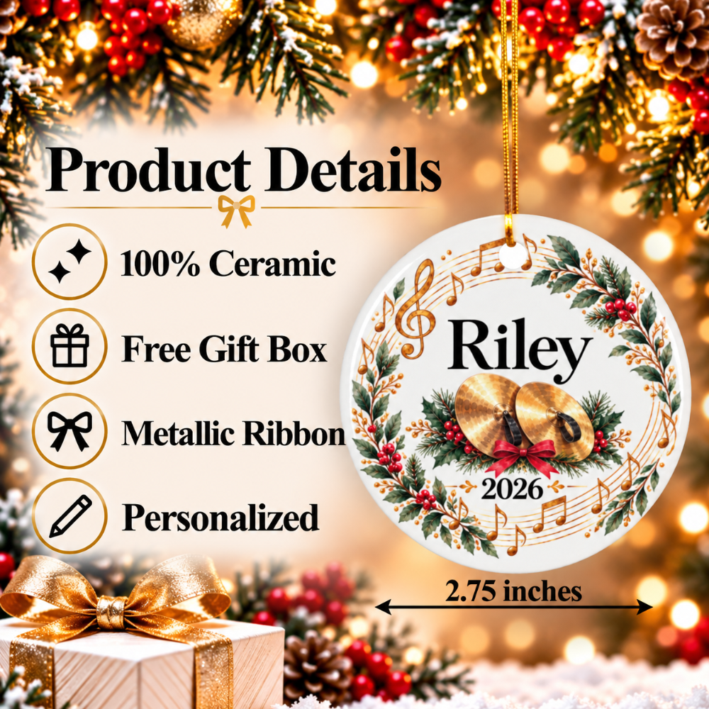 Personalized Cymbals Ornament 2026, Cymbal Player Christmas Ornament, Custom Name Percussion Gift