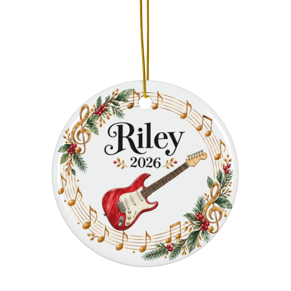 Personalized Electric Guitar Ornament 2026, Guitar Player Christmas Ornament, Custom Name Guitarist Gift