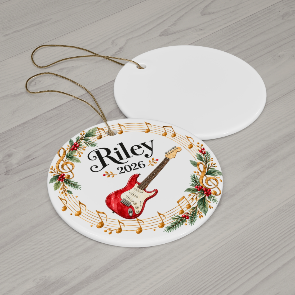 Personalized Electric Guitar Ornament 2026, Guitar Player Christmas Ornament, Custom Name Guitarist Gift